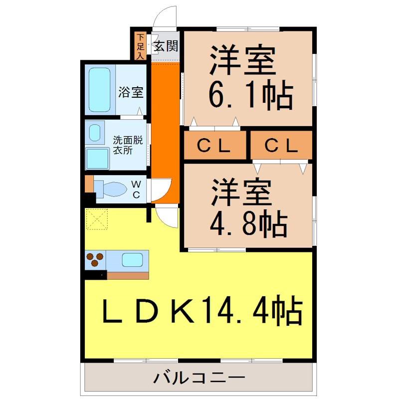 GRANDUKE松原(2LDK/7階)の間取り写真