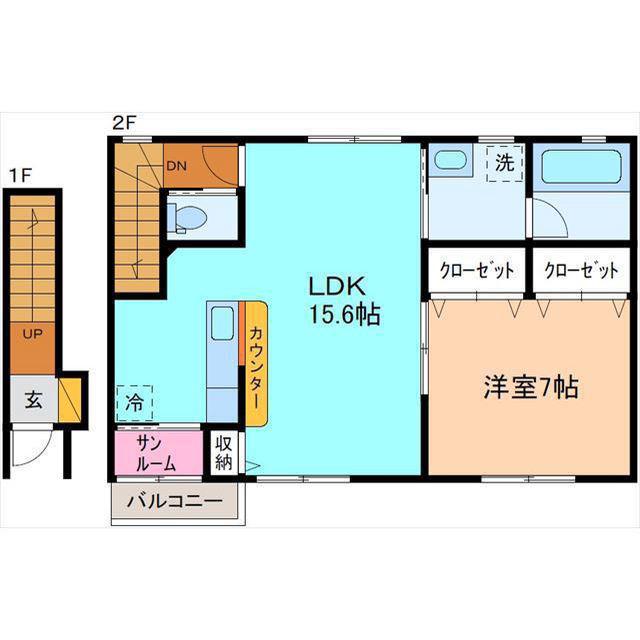 ラヴィナス増泉I(1LDK/2階)の間取り写真