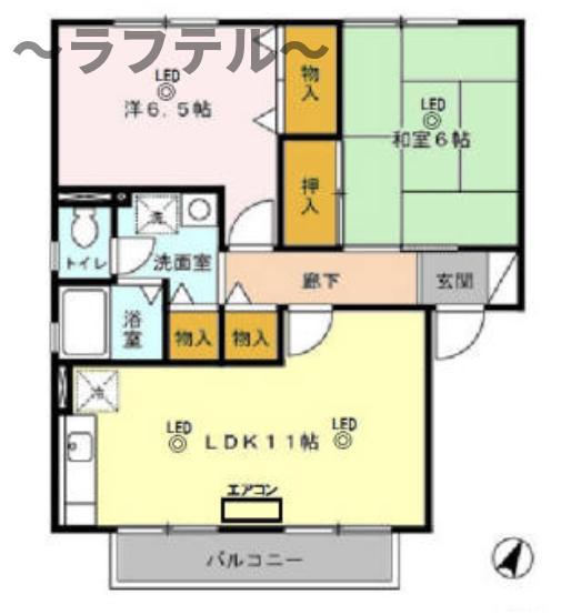 パークアゼリアB(2LDK/1階)の間取り写真