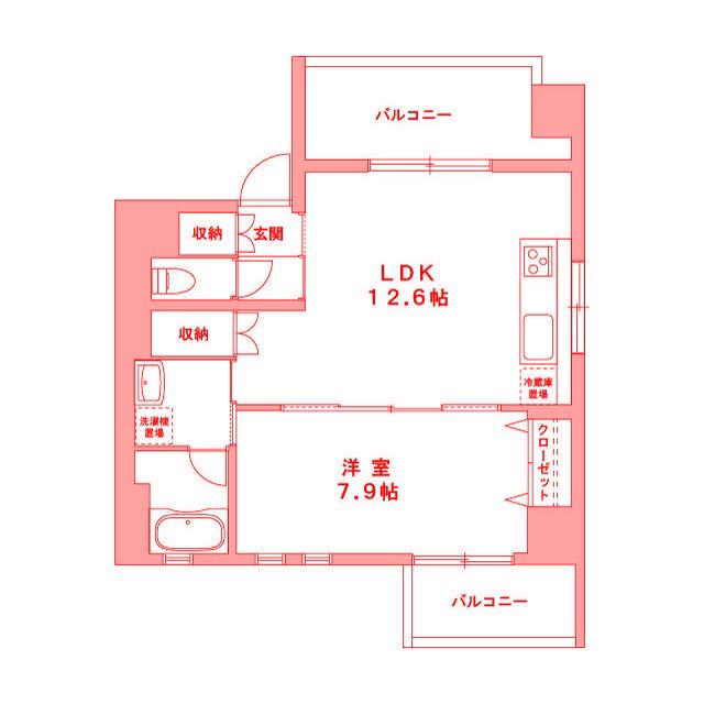 グランデュールII関内(1LDK/4階)の間取り写真