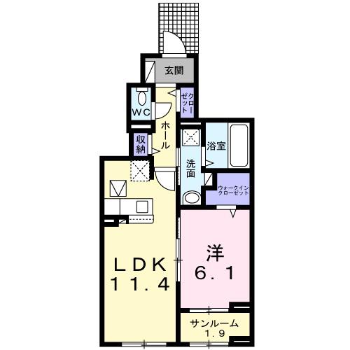グレイス リンデンバンIII(1LDK/1階)の間取り写真