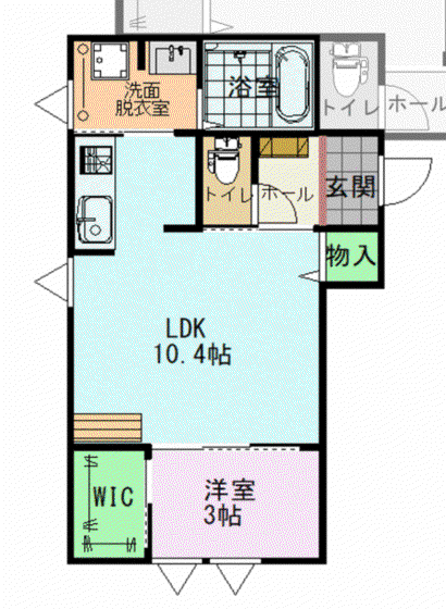 インテグラルムーン(1LDK/2階)の間取り写真