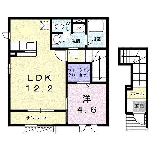 フルールIV(1LDK/2階)の間取り写真