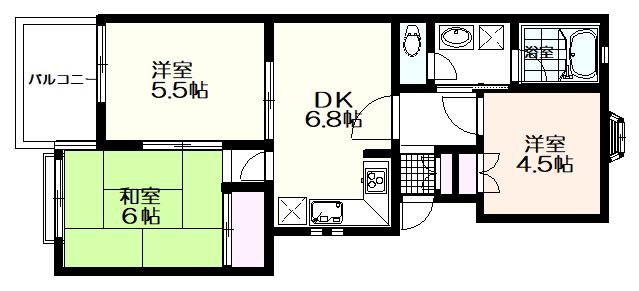 キャラット21(3DK/2階)の間取り写真