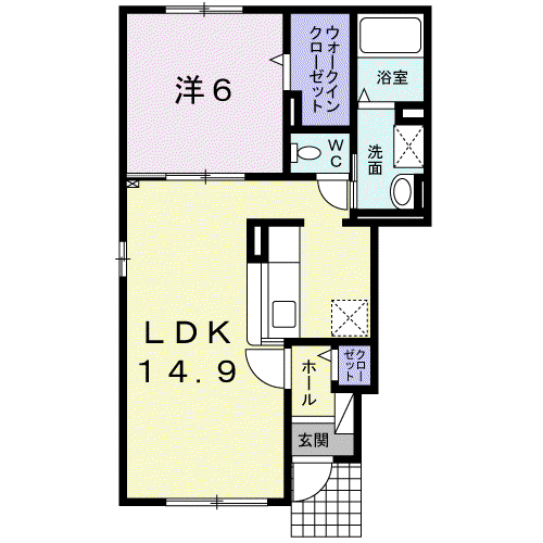 コンパスローズ(1LDK/1階)の間取り写真