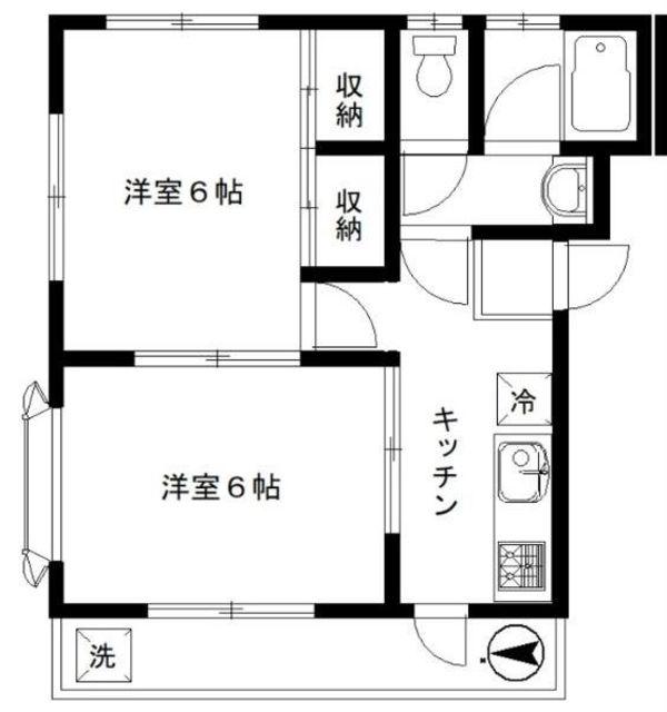 ウィスタリア上青木(2K/2階)の間取り写真