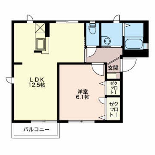 ウエストロードB(1LDK/2階)の間取り写真