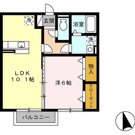 プレジール・デュオ(1LDK/2階)の間取り写真