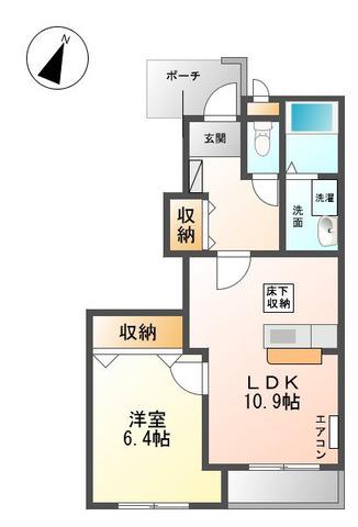 レクエルド(1LDK/1階)の間取り写真