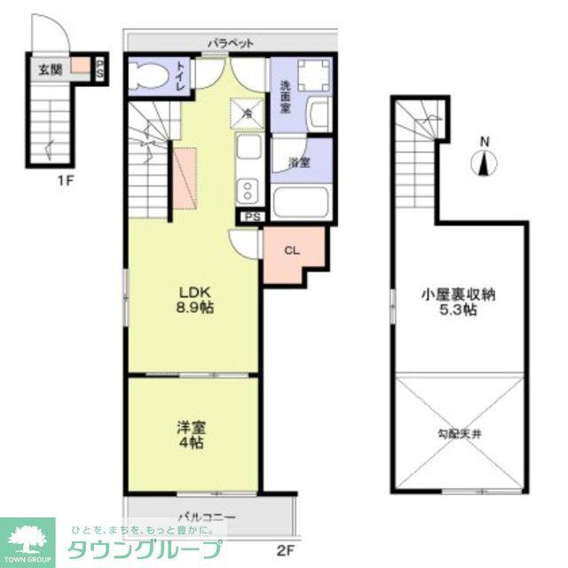 WOODCREST国立RESIDENCE(1LDK/2階)の間取り写真