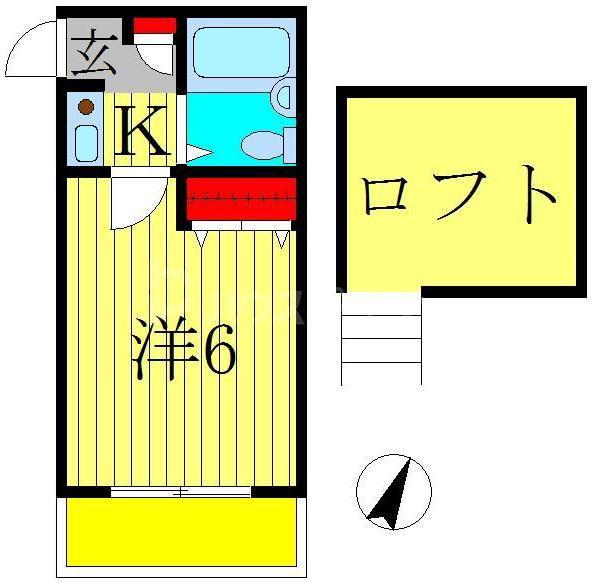 グランドール小金(1K/2階)の間取り写真