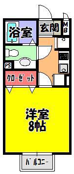 ヴェルドミール1(1K/2階)の間取り写真