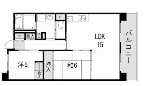 南多聞台第63号棟(2LDK/2階)の間取り写真