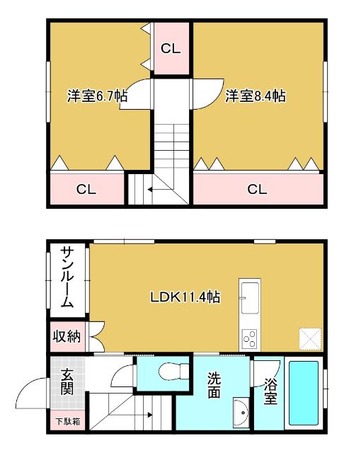 LAPIS LAZULI(2LDK/1階)の間取り写真