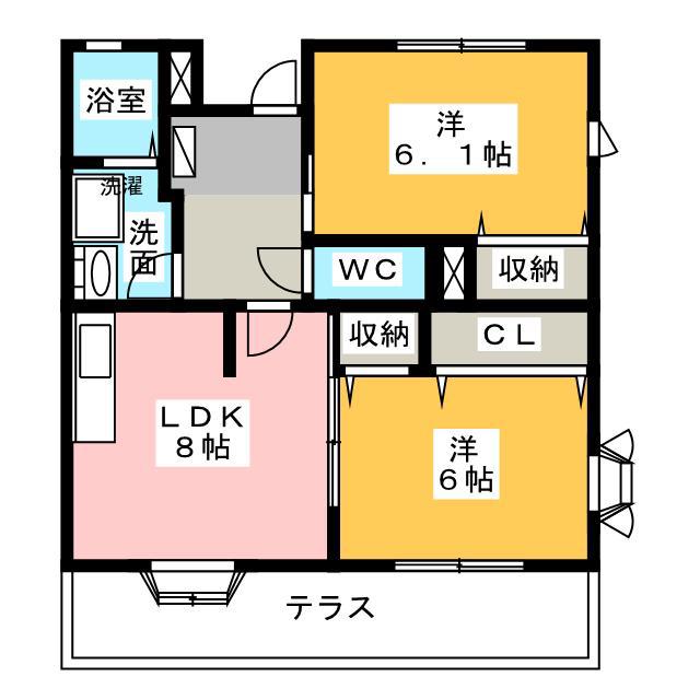 カーサ ヴェルデ(2LDK/1階)の間取り写真