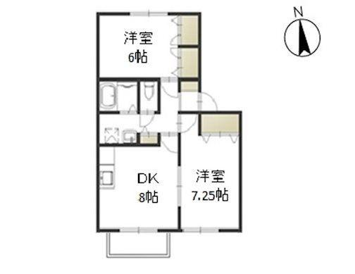 ファミーユ竹原F(2DK/2階)の間取り写真