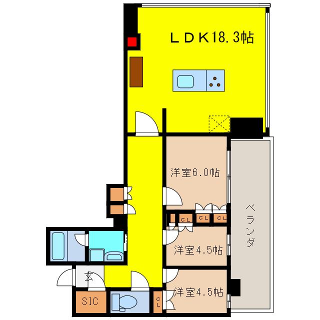 RJR堺筋本町タワー(3LDK/5階)の間取り写真