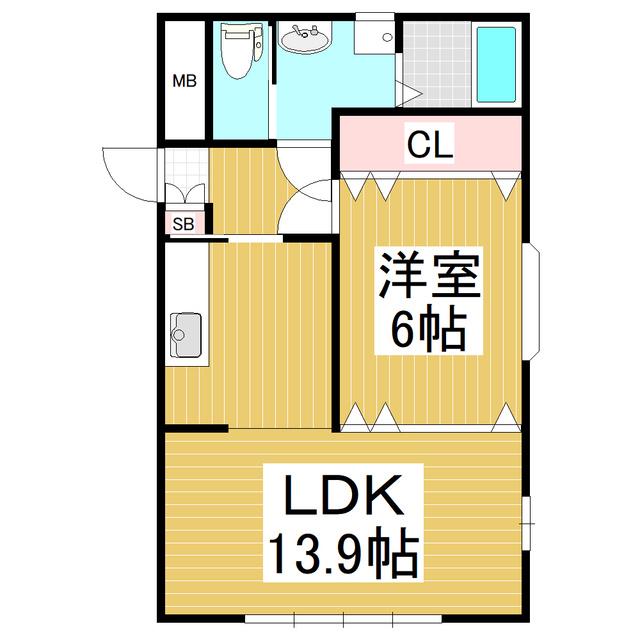 メルベージュS(1LDK/3階)の間取り写真