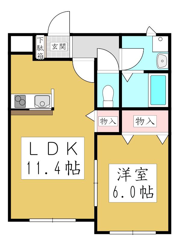 ノートルシャトー(1LDK/1階)の間取り写真