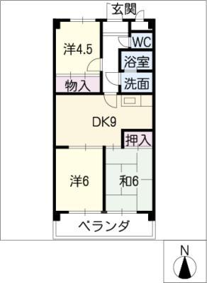 AMOUR MIWA(3DK/4階)の間取り写真