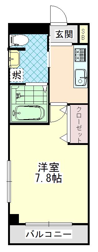 コンフォートプライム浦安(1K/4階)の間取り写真