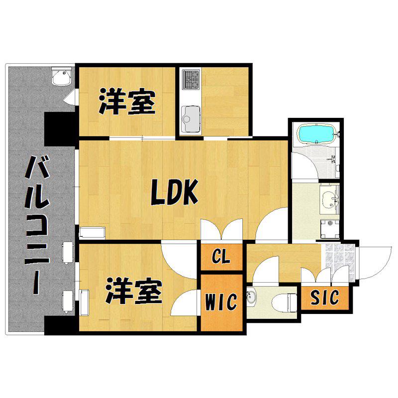 MJR赤坂けやき通(2LDK/6階)の間取り写真