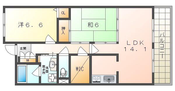 ファムール忍ヶ丘(2LDK/2階)の間取り写真