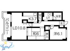 アジエステート大通西プラザ(2LDK/6階)の間取り写真