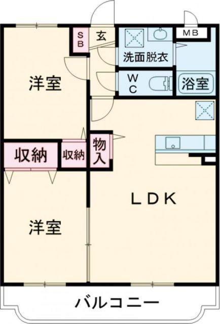 サンライズみやま(2LDK/2階)の間取り写真