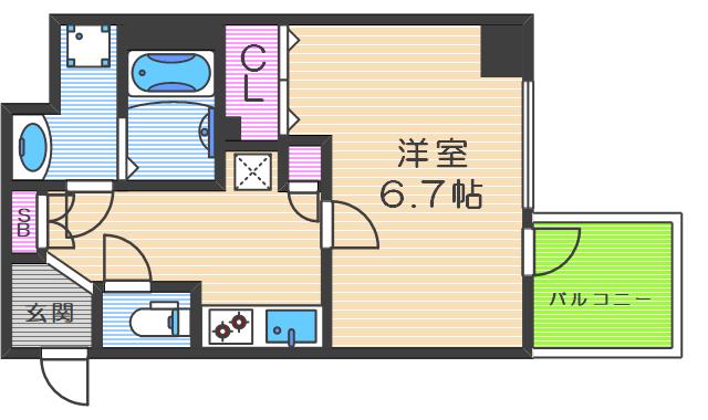 フジマン北梅田(1K/8階)の間取り写真