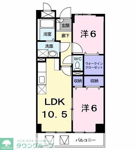 ポポラーレ(2LDK/1階)の間取り写真