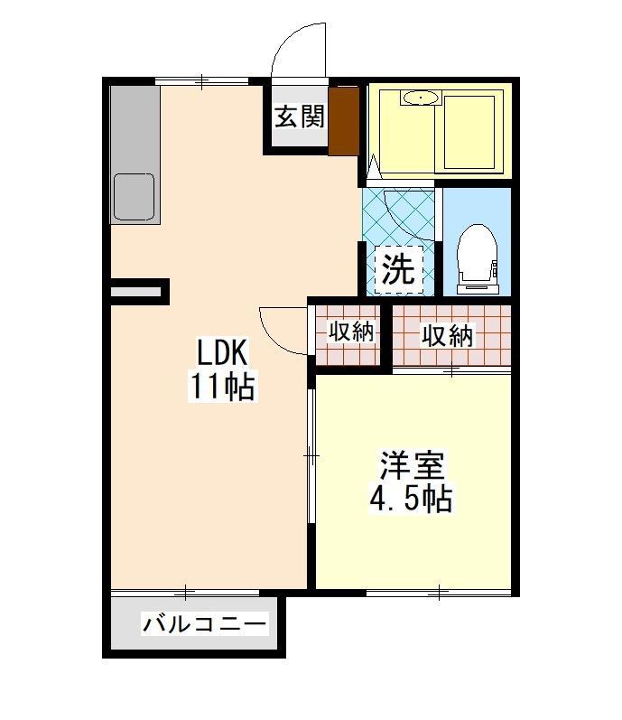 こぐまコーポ池戸(1LDK/1階)の間取り写真