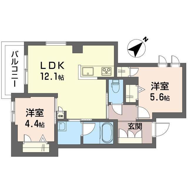 ラフィーネ(2LDK/4階)の間取り写真