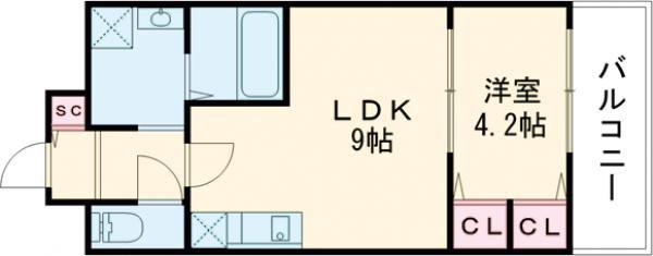 BO BEDRE MIKURIYA(1LDK/11階)の間取り写真