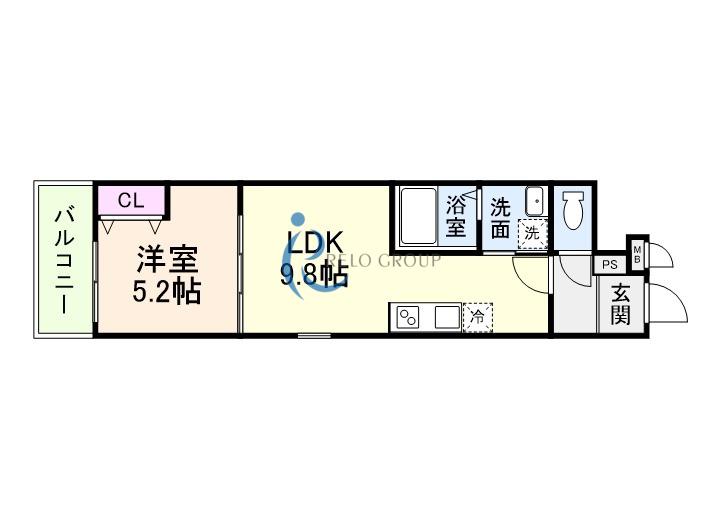 CHARME PARKSIDE I(1LDK/3階)の間取り写真