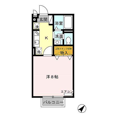 あすなろハイツI(1K/2階)の間取り写真