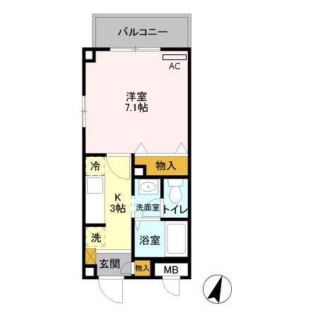キャナルパーク(1K/2階)の間取り写真