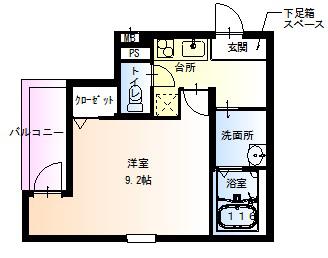フジパレス河内花園V番館(1K/2階)の間取り写真
