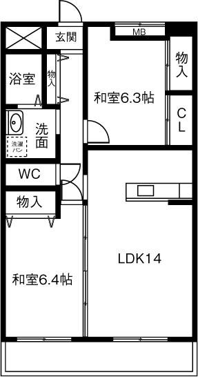 SAIA21(2LDK/3階)の間取り写真
