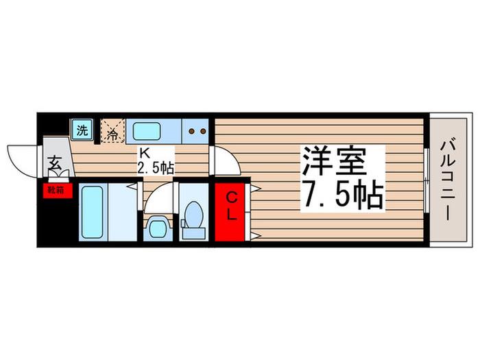 セナリオフォルム柏VII(1K/2階)の間取り写真