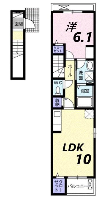 エル フルーリエI(1LDK/2階)の間取り写真