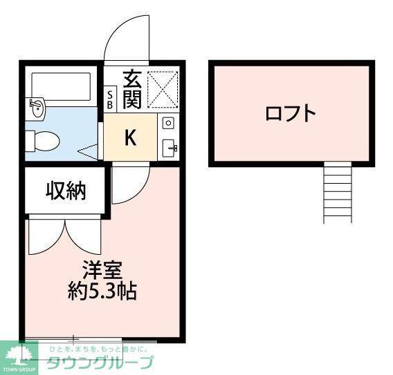 ユニベル中原(1K/2階)の間取り写真