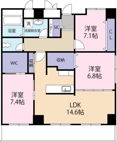 フォレストレジデンス(3LDK/3階)の間取り写真