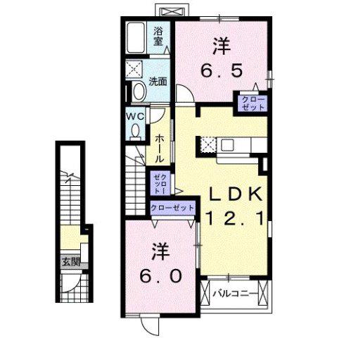 グローリー花立III(2LDK/2階)の間取り写真