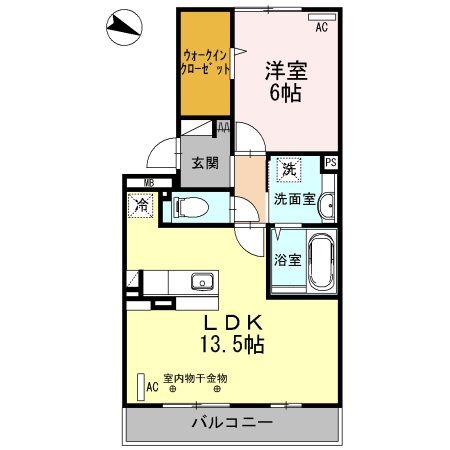 ボンシック1番館(1LDK/2階)の間取り写真