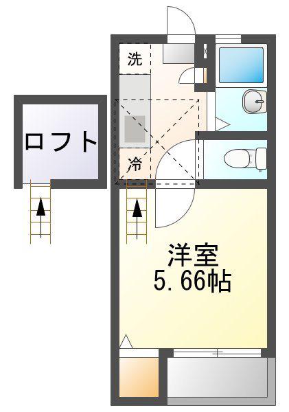 ライトヒルズII(ワンルーム/2階)の間取り写真