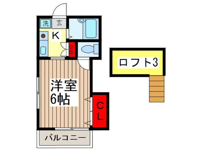 パインウッド P2(1K/2階)の間取り写真
