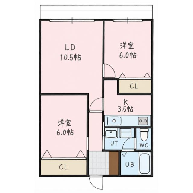 ロイヤルシティ弐番館(2LDK/2階)の間取り写真