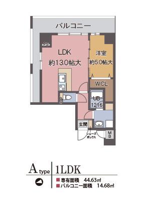 パラファーレ玉造(1LDK/5階)の間取り写真