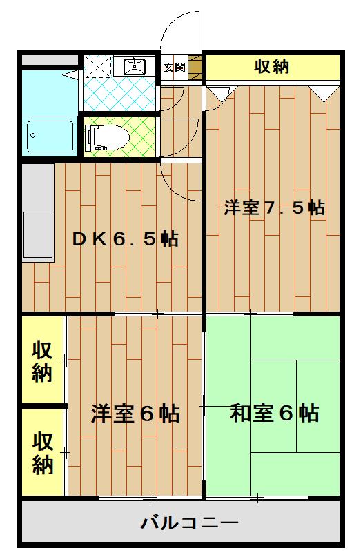 ソレイユ香栄II(3DK/3階)の間取り写真